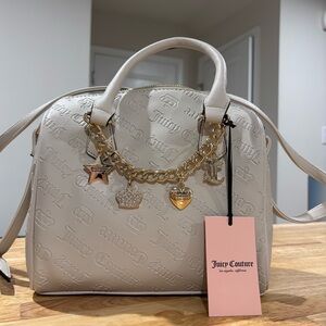 Juicy Couture Cream Satchel with Gold Charm Details